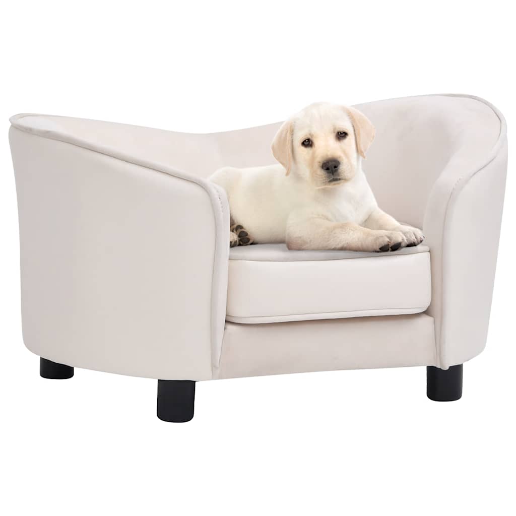 vidaXL Hundesofa Creme 69x49x40 cm Plüsch und Kunstleder