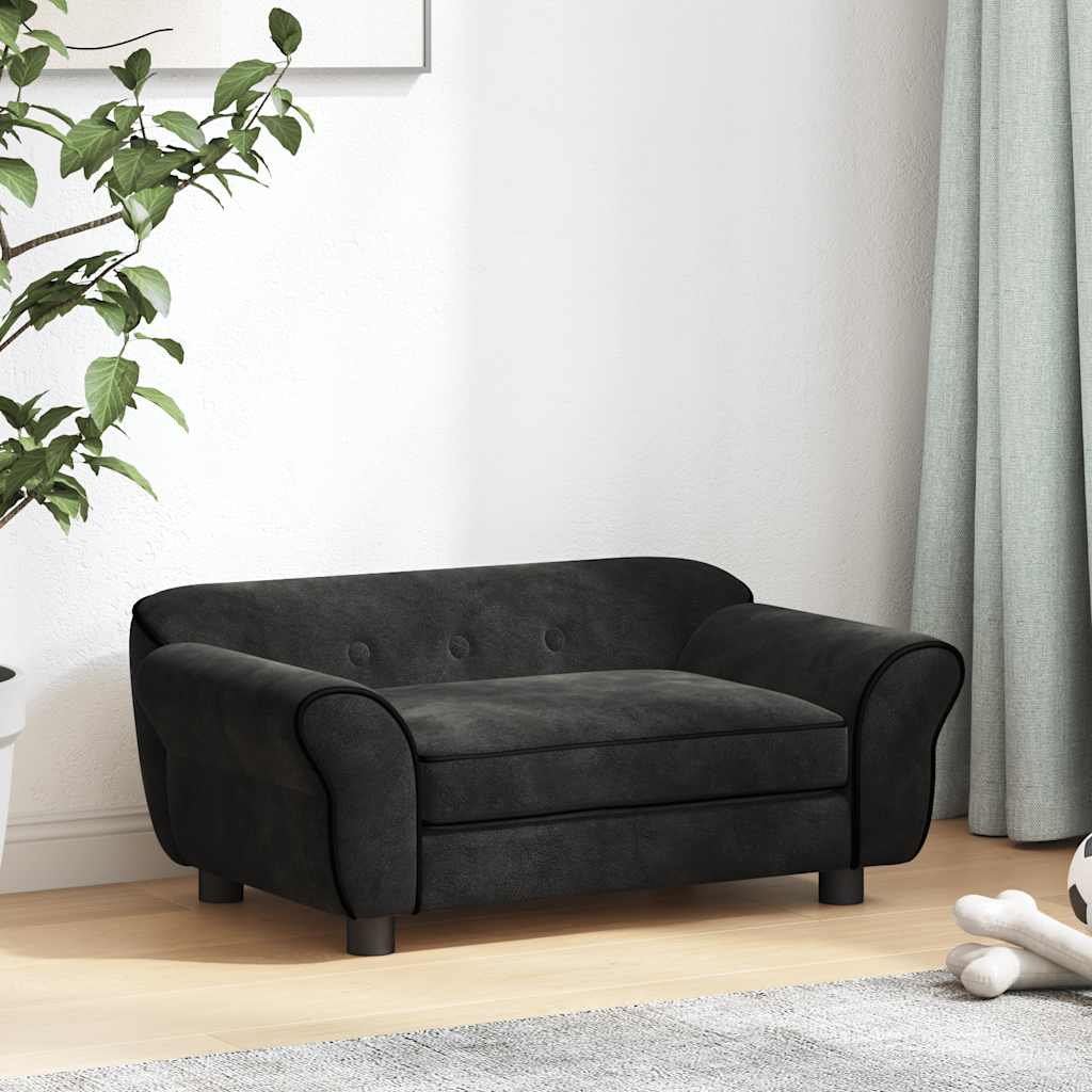 Thumbnail - vidaXL Hundesofa Schwarz 72x45x30 cm Plüsch
