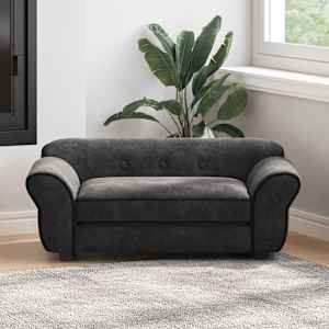 Pasji kavč črn 72x45x30 cm iz pliša