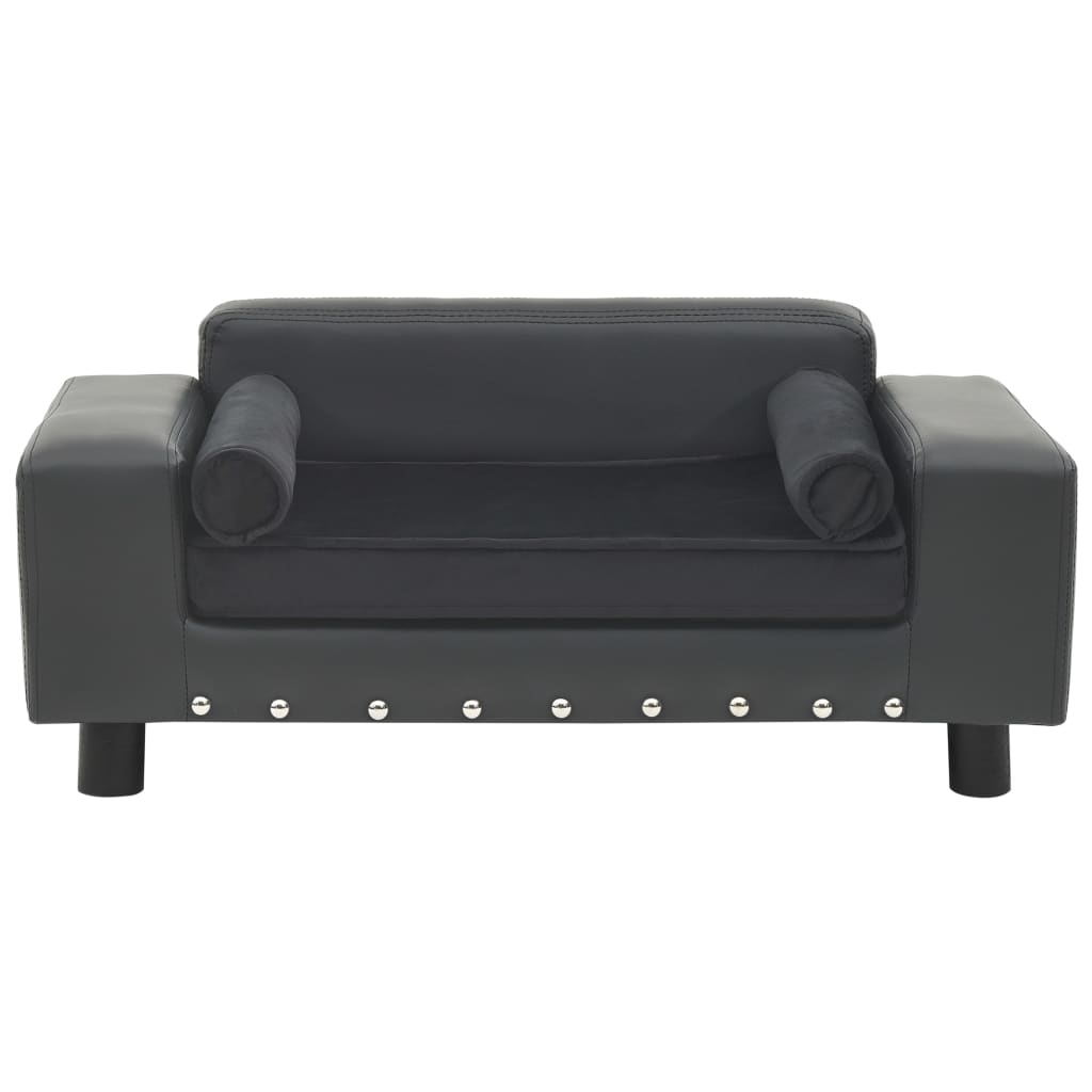 vidaXL Hondenbank 81x43x31 cm pluche en kunstleer donkergrijs afbeelding