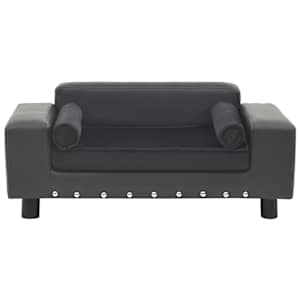 Pohovka pro psy tmavě šedá 81 x 43 x 31 cm plyš a umělá kůže - obrázek 2