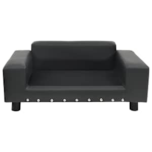 Pohovka pro psy tmavě šedá 81 x 43 x 31 cm plyš a umělá kůže - obrázek 4