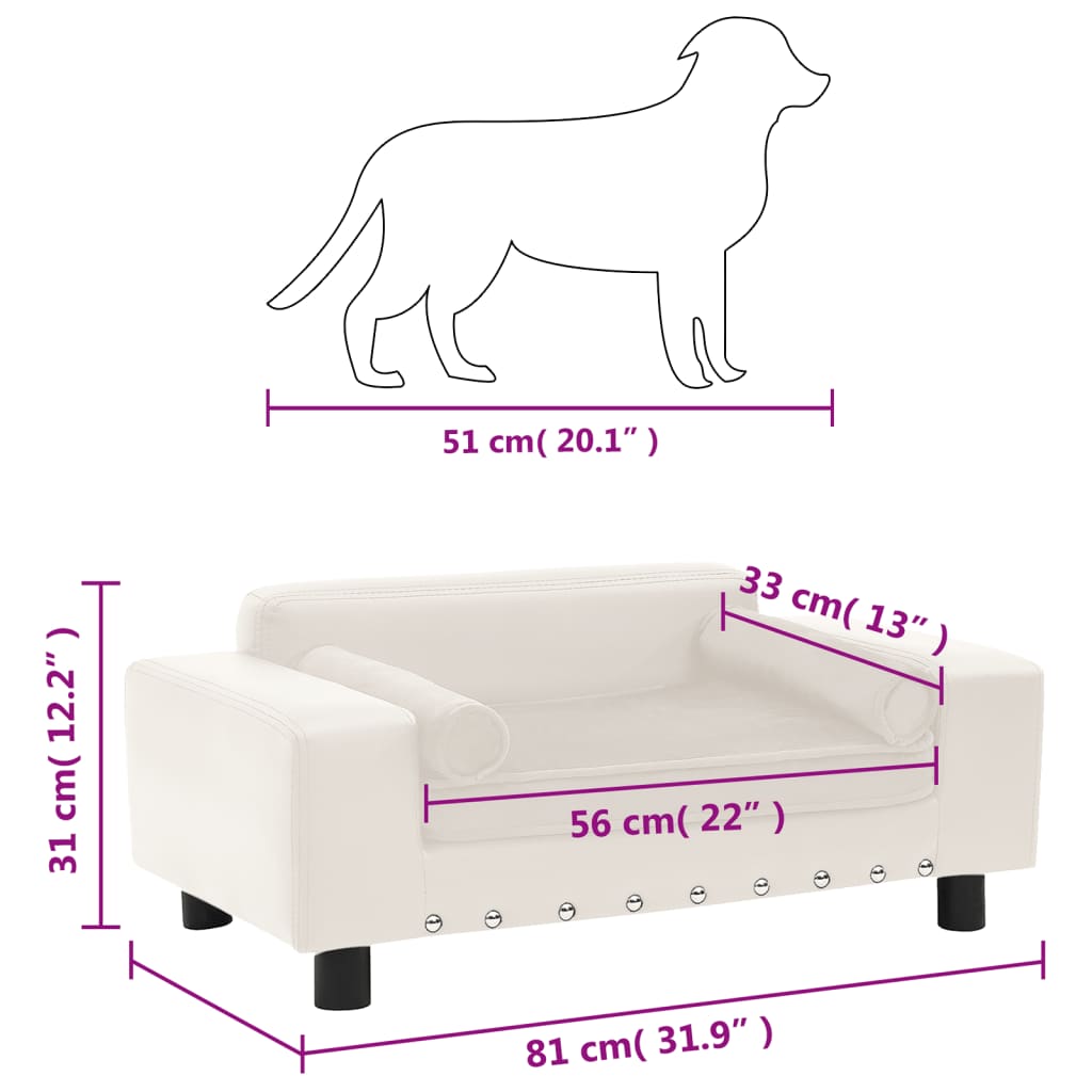 Sofa za pse krem 81 x 43 x 31 cm od pliša i umjetne kože