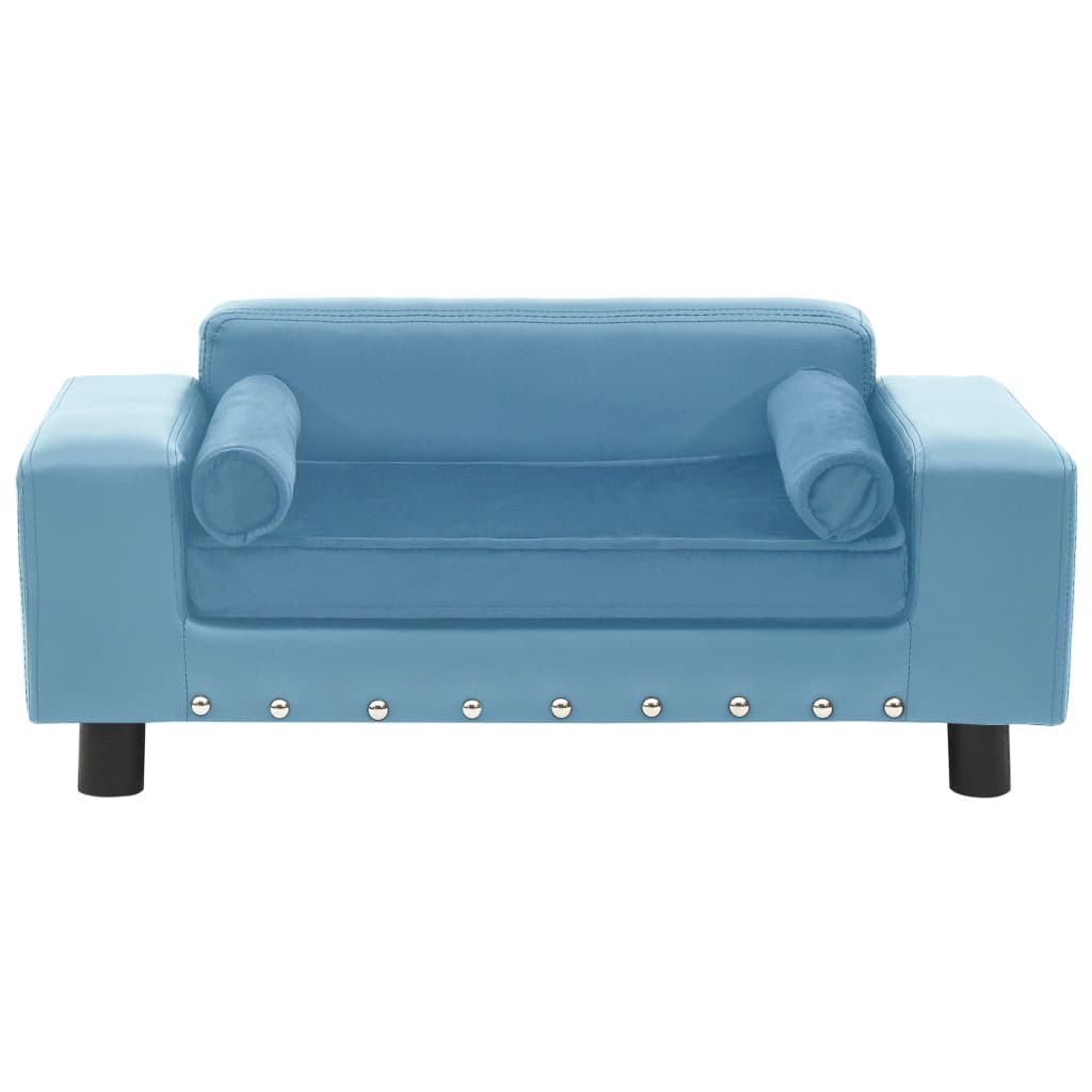 vidaXL suņu dīvāns, tirkīzzils, 81x43x31 cm, plīšs, mākslīgā āda