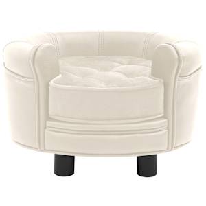 vidaXL Lova &scaron;unims, kreminė, 48x48x32cm, pliu&scaron;as ir dirbtinė oda