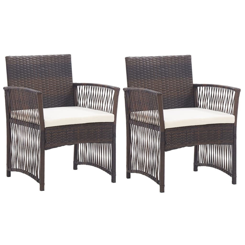 Patio Chairs 2 Pcs Outdoor Patio Dining Chair with Cushions Poly Rattan vidaXL - Picture 27 of 32