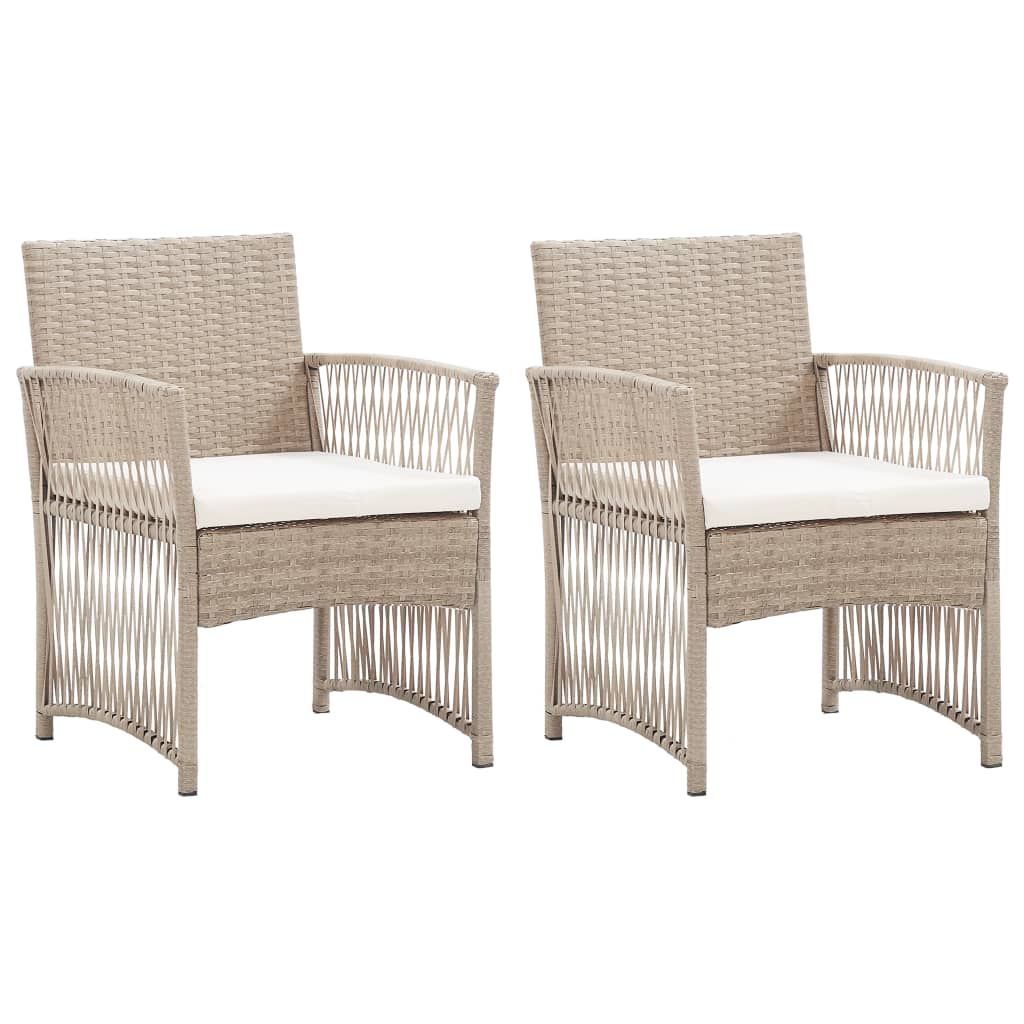 Patio Chairs 2 Pcs Outdoor Patio Dining Chair with Cushions Poly Rattan vidaXL - Picture 13 of 32