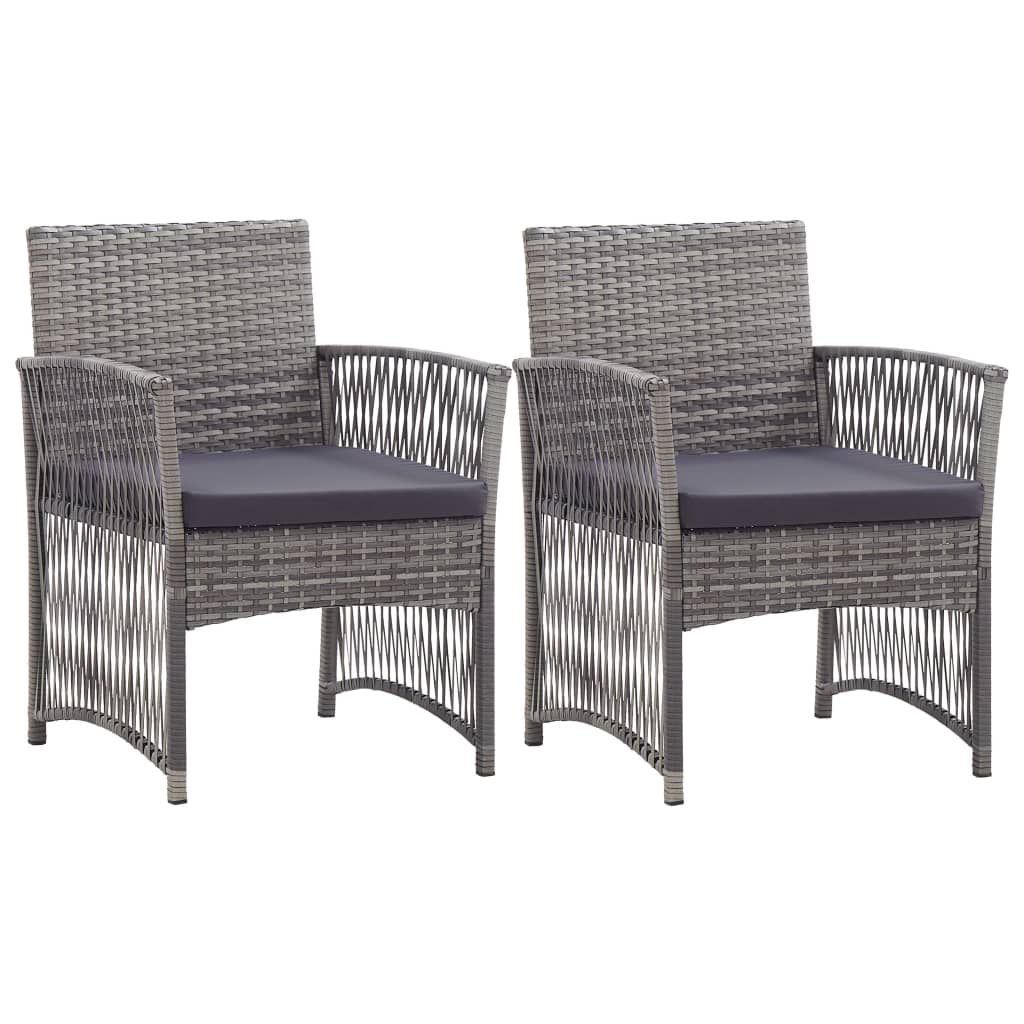 Patio Chairs 2 Pcs Outdoor Patio Dining Chair with Cushions Poly Rattan vidaXL - Picture 6 of 32