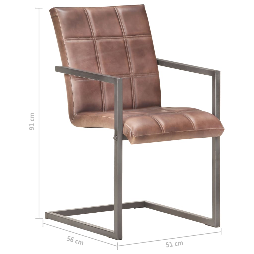 Gembinės valgomojo kėdės, 4vnt., baltintos rudos, tikra oda | Stepinfit