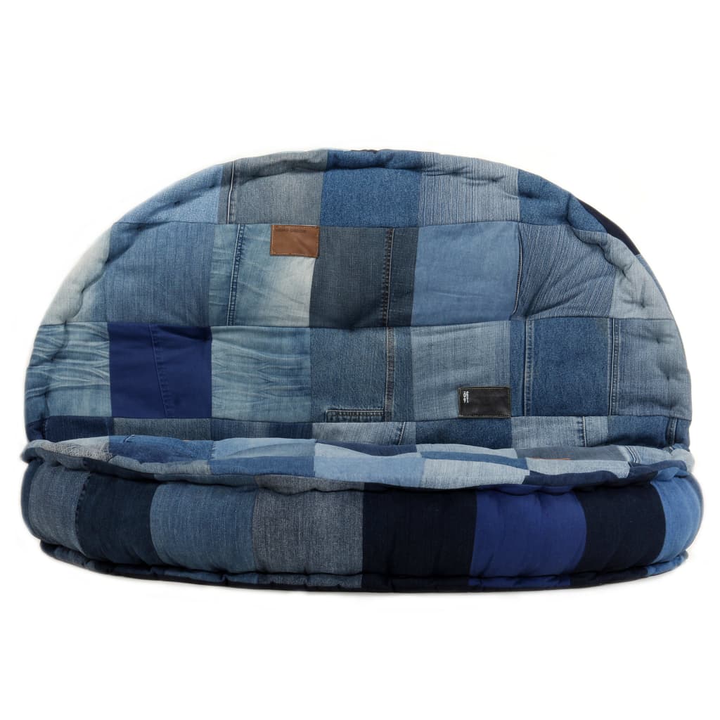 

vidaXL Poef rond 100x20 cm denim patchwork