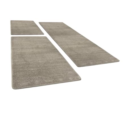 vidaXL Hochflor-Bettvorleger 3 Stk. Grau