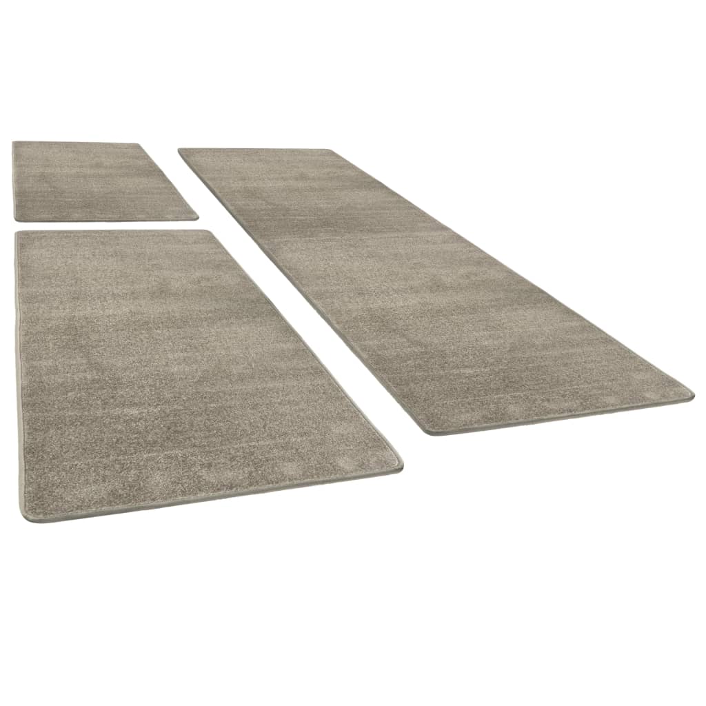 vidaXL Bed Carpets Shaggy High Pile 3 pcs Grey