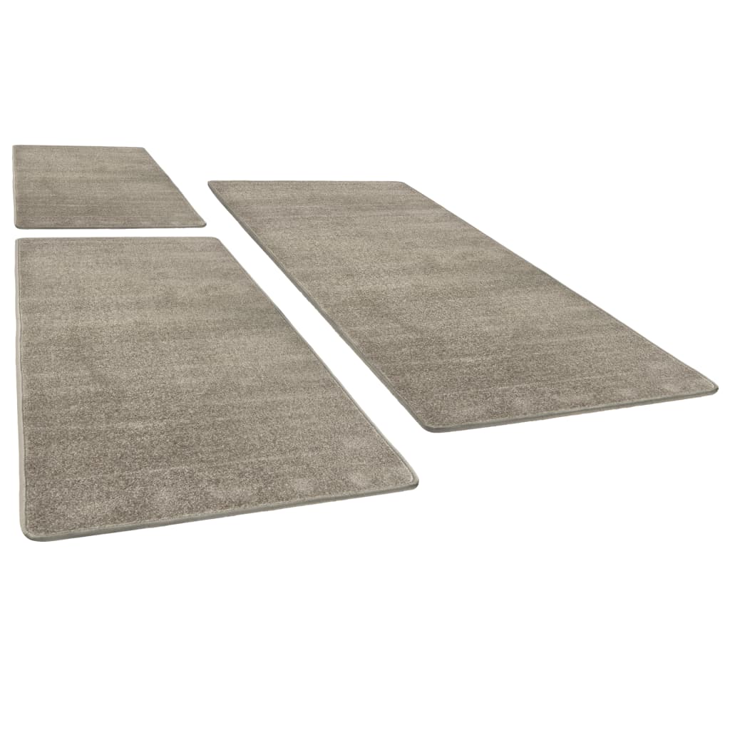 vidaXL Tapis de lit Shaggy Poils longs 3 pcs Gris