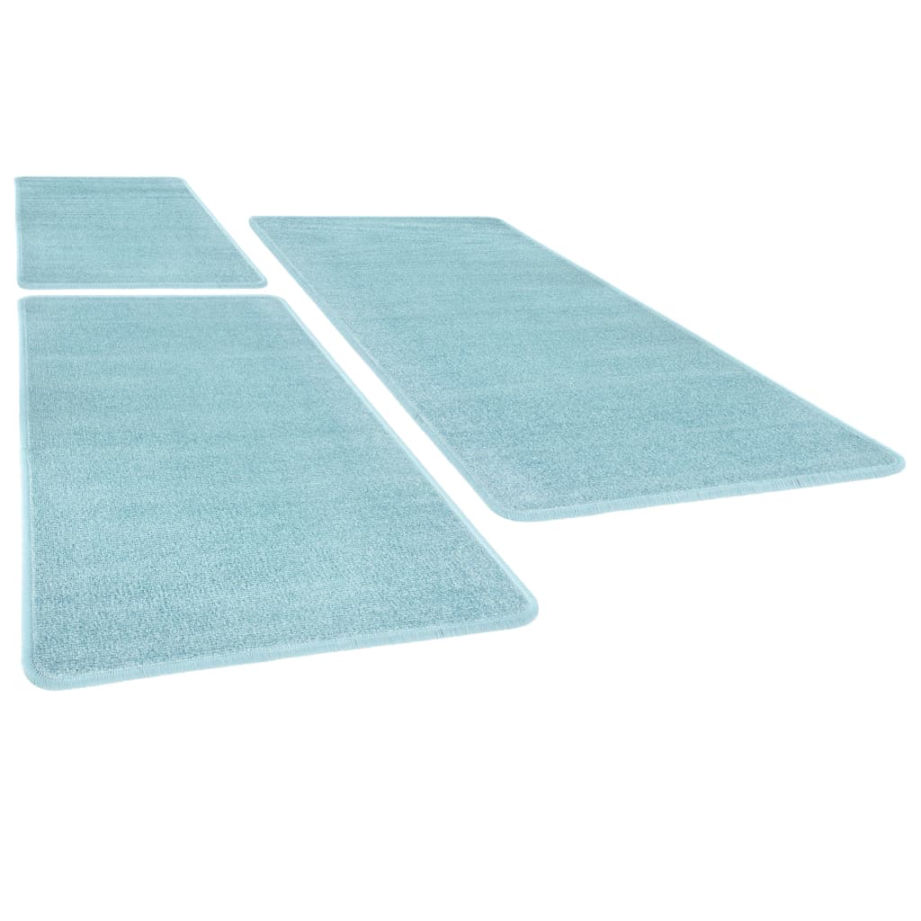 vidaXL Tapis de lit Shaggy Poils longs 3 pcs Turquoise