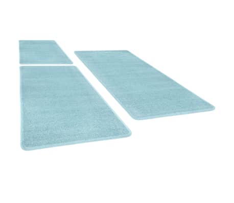 vidaXL Tapis de lit Shaggy Poils longs 3 pcs Turquoise