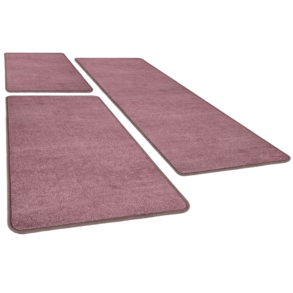 vidaXL Tapetes de quarto shaggy pelo alto 3 pcs roxo