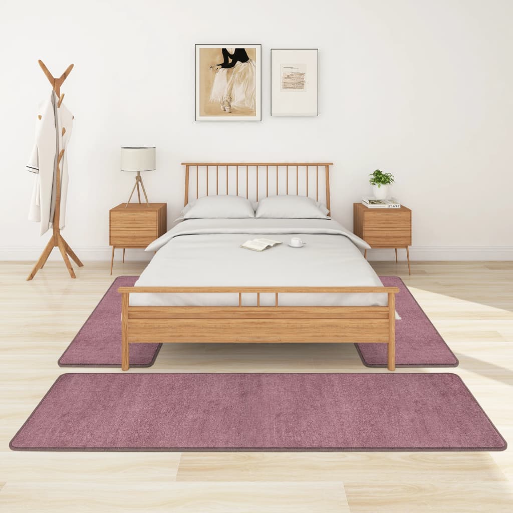 vidaXL Covoare de pat lățoase, 3 buc., violet, fibră înaltă vidaXL