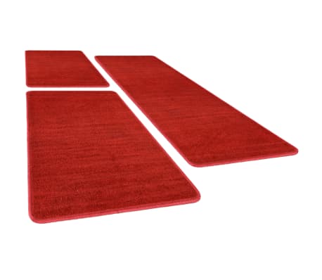 vidaXL Bed Carpets Shaggy High Pile 3 pcs Red