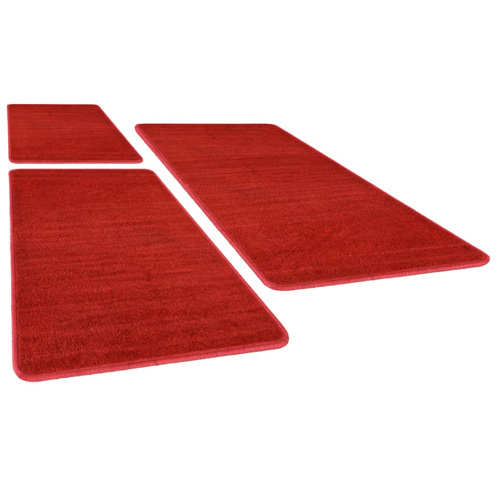 vidaXL Tapetes de quarto shaggy pelo alto 3 pcs vermelho