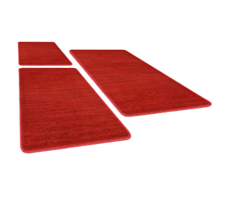 vidaXL Tapis de lit Shaggy Poils longs 3 pcs Rouge