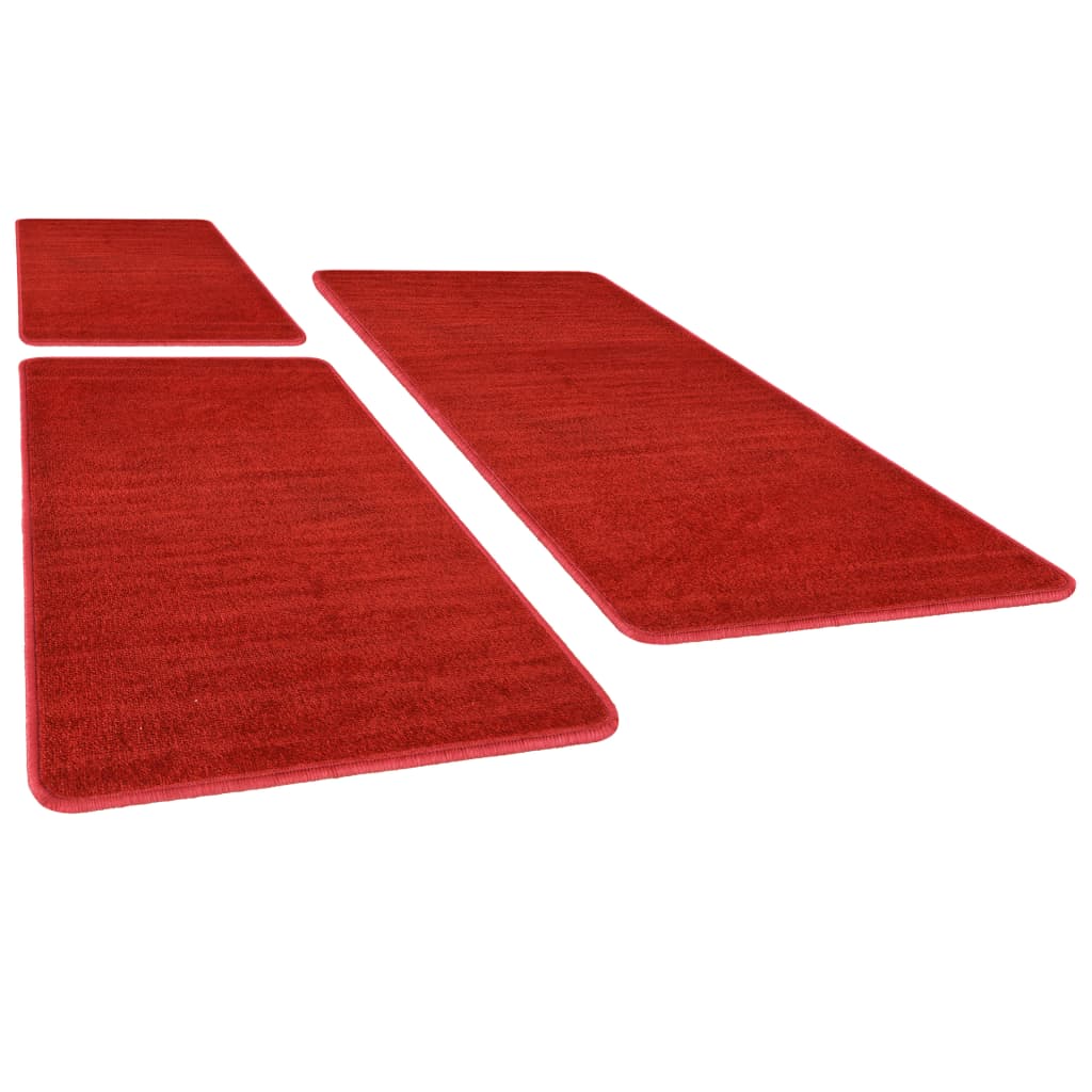 vidaXL 3 db piros magas szálú bozontos ágy előtti szőnyeg