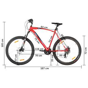 Horské kolo 21 rychlostí 29" kolo 53 cm rám červené - obrázek 17