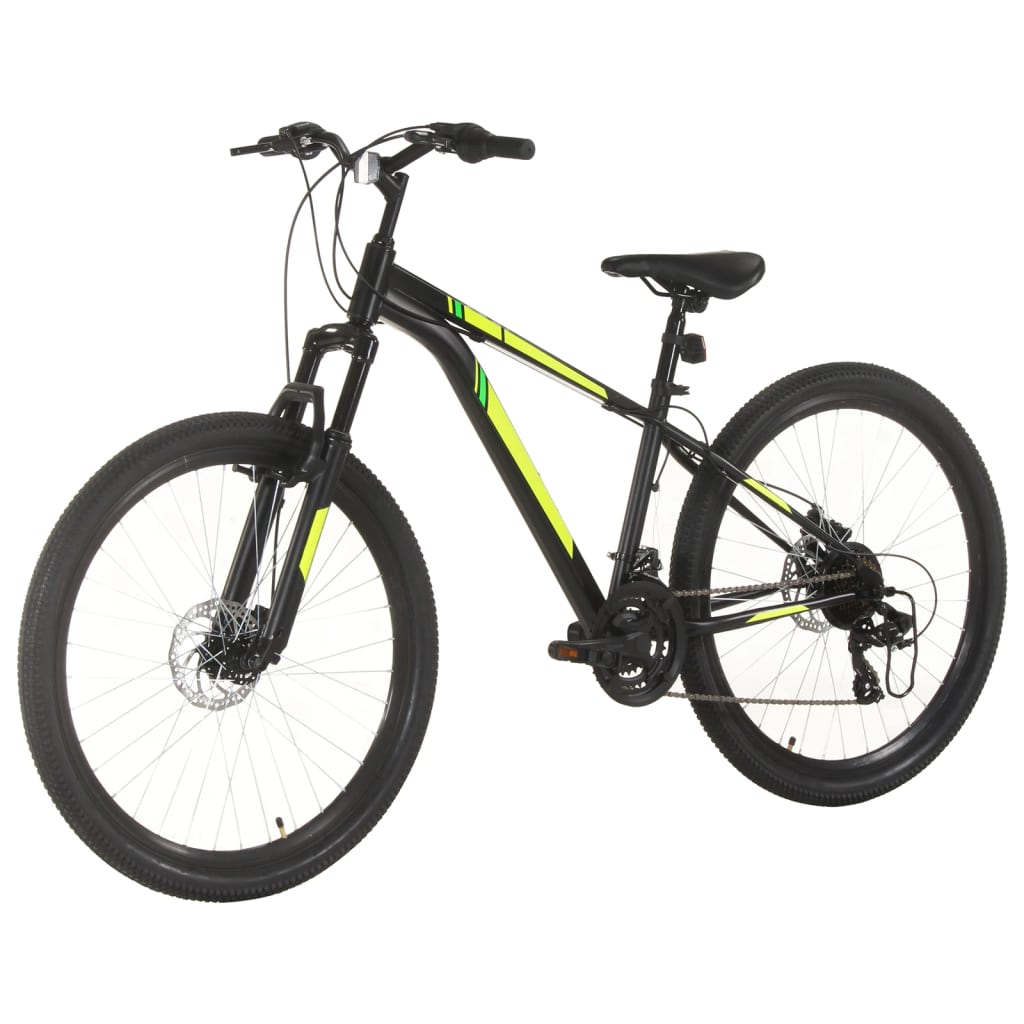 21 sebességes fekete mountain bike 27,5 hüvelykes kerékkel 38cm 