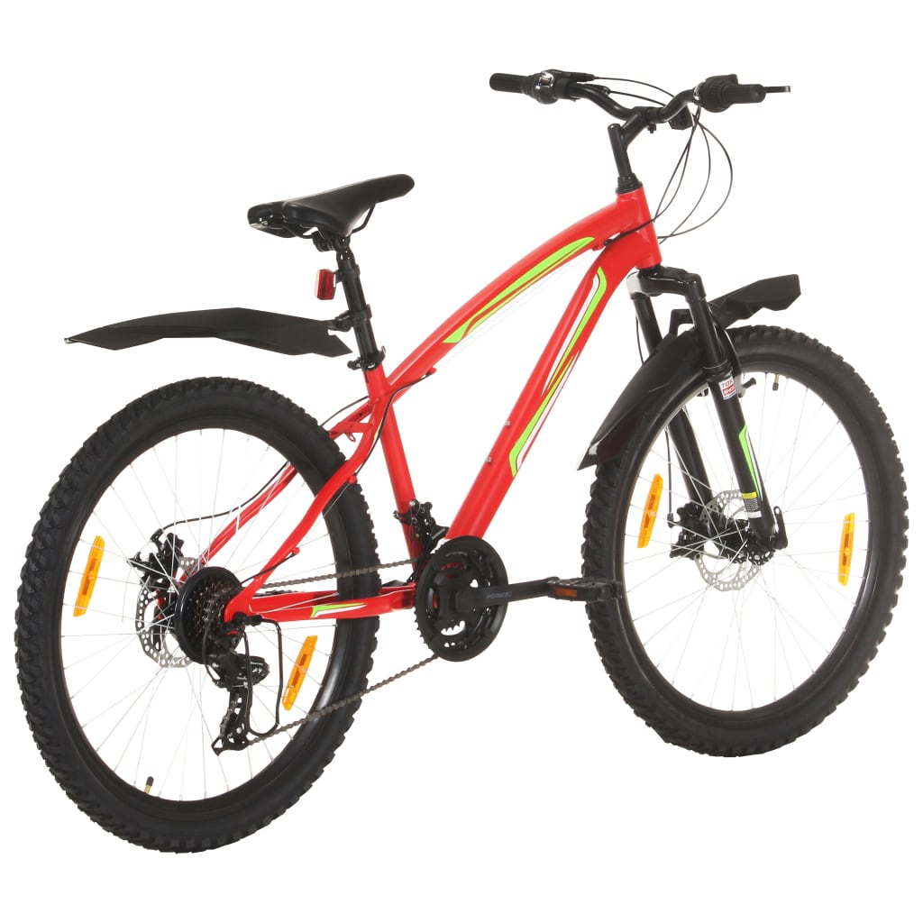 21 sebességes piros mountain bike 26 hüvelykes kerékkel 36 cm 