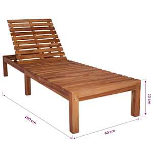 Zahradní lehátko masivní teak - obrázek 7