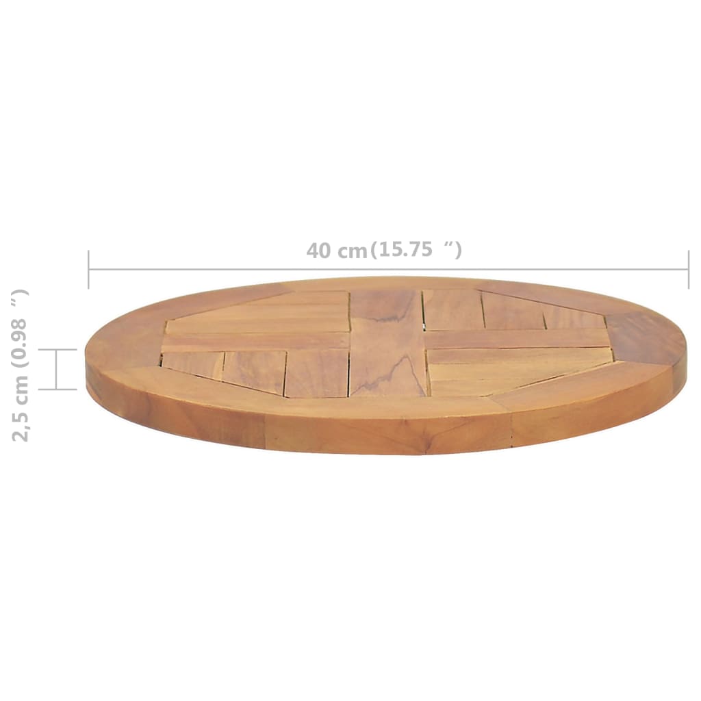 Tischplatte Massivholz Teak Rund 2,5 cm 40 cm | Stepinfit.de