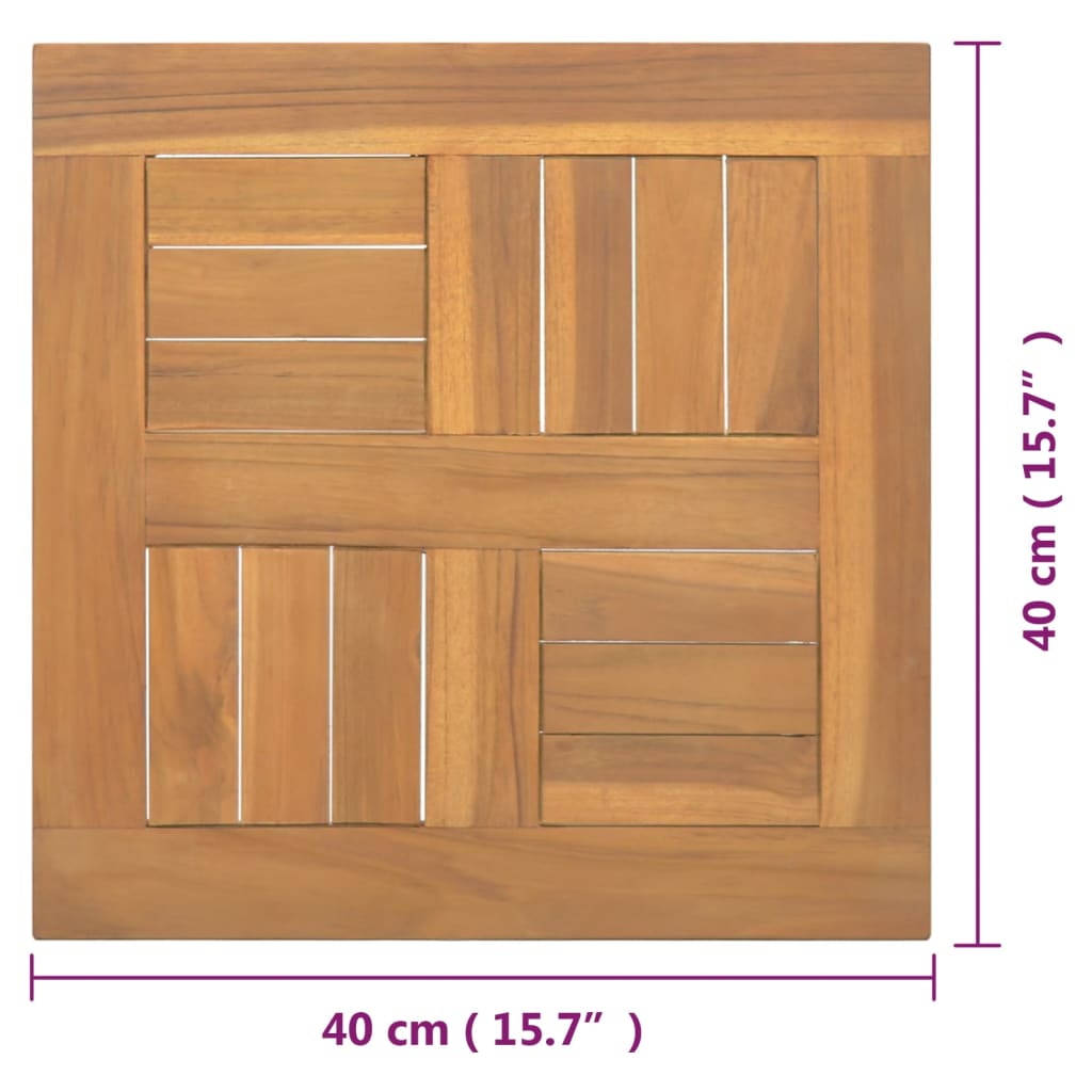Tischplatte Quadratisch 40x40x2,5 cm Massivholz Teak | Stepinfit.de