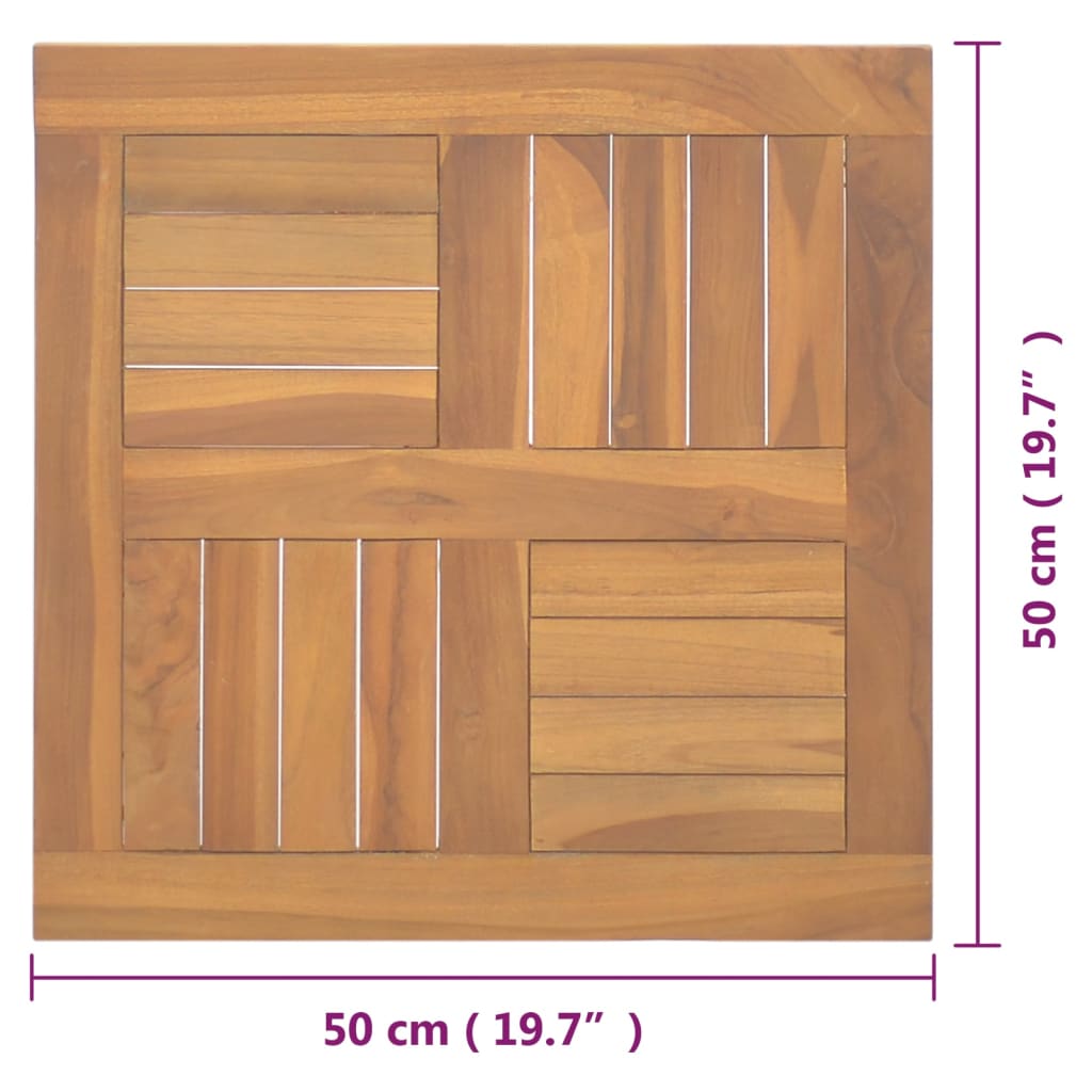 Čtvercová stolní deska 50 x 50 x 2,5 cm masivní teakové dřevo