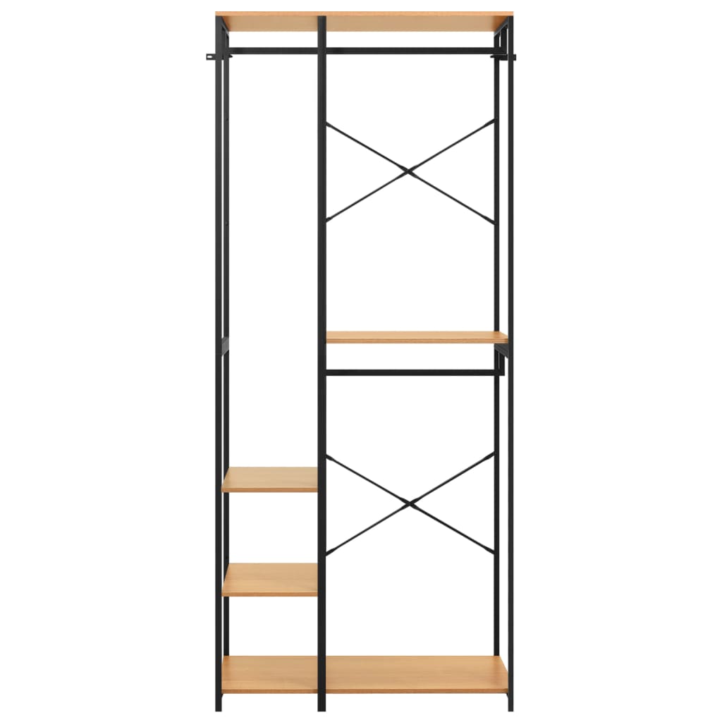 

vidaXL Kledingkast 90x40x213 cm metaal spaanplaat zwart en eikenkleur