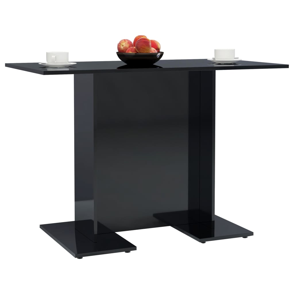 vidaXL Dining Table High Gloss Black 43.3"x23.6"x29.5" Engineered Wood