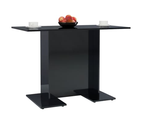vidaXL Dining Table High Gloss Black 43.3"x23.6"x29.5" Engineered Wood