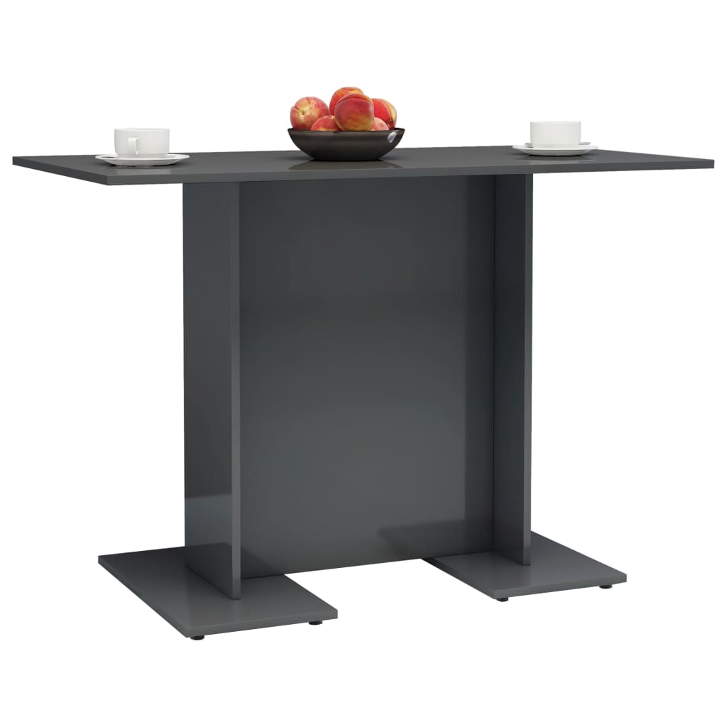 vidaXL Dining Table High Gloss Gray 43.3"x23.6"x29.5" Engineered Wood