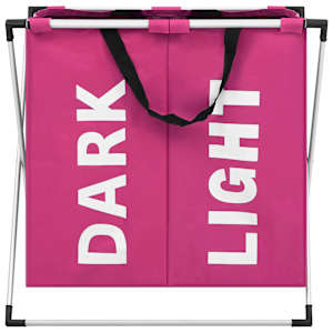 vidaXL 2 skyrių skalbinių rū&scaron;iavimo krep&scaron;ys, rožinės spalvos