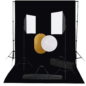 vidaXL fotostuudiokomplekt valgustuse, taustapildi ja reflektoriga