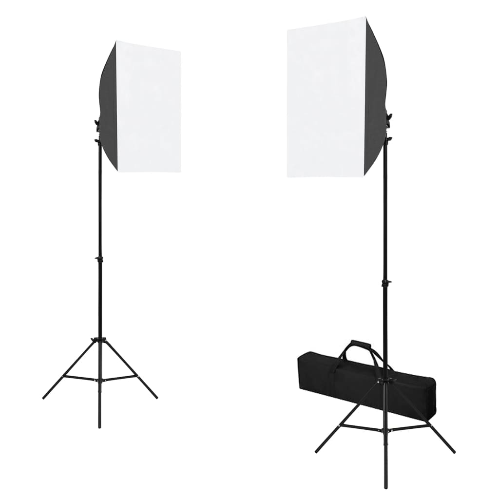 vidaXL fotostudiesæt med softbox-lamper + baggrund og reflektor