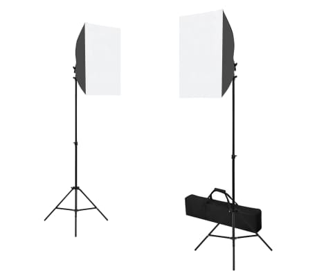 vidaXL Kit studio foto cu lumini softbox, fundal și reflector