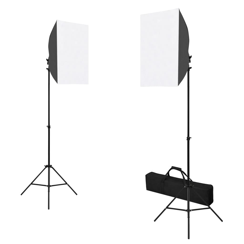 Fotostudioset met softboxlampen, achtergrond en reflector