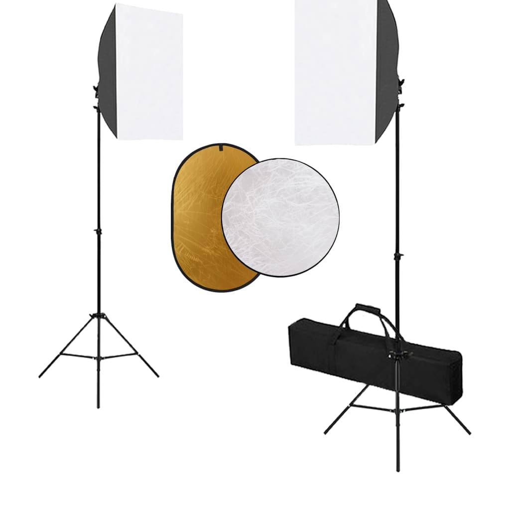 vidaXL Set studio foto cu lumini softbox și reflector vidaxl.ro