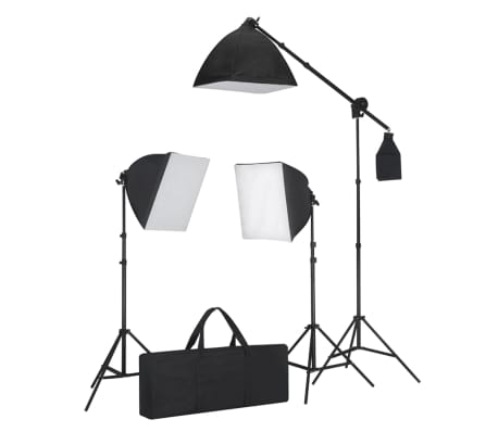 vidaXL fotostudieudstyr med softbox-lamper, baggrund og reflektor