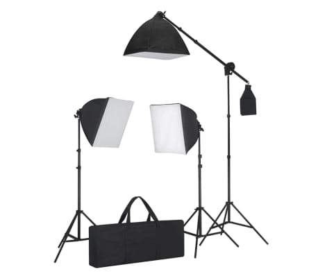 vidaXL Photo Studio Kit with Softbox Lights. Backdrop and Reflector