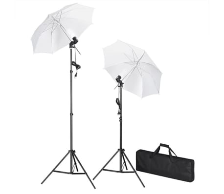 vidaXL fotostudieudstyr med lamper, paraplyer, baggrund og reflektor