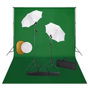 Foto studio set s lampami, deštníky, pozadím a odraznou deskou - obrázek 1