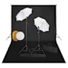 vidaXL fotostuudiokomplekt lambid, vihmavari, taustapilt ja reflektor