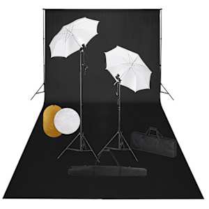 Foto studio set s lampami, deštníky, pozadím a odraznou deskou - obrázek 1