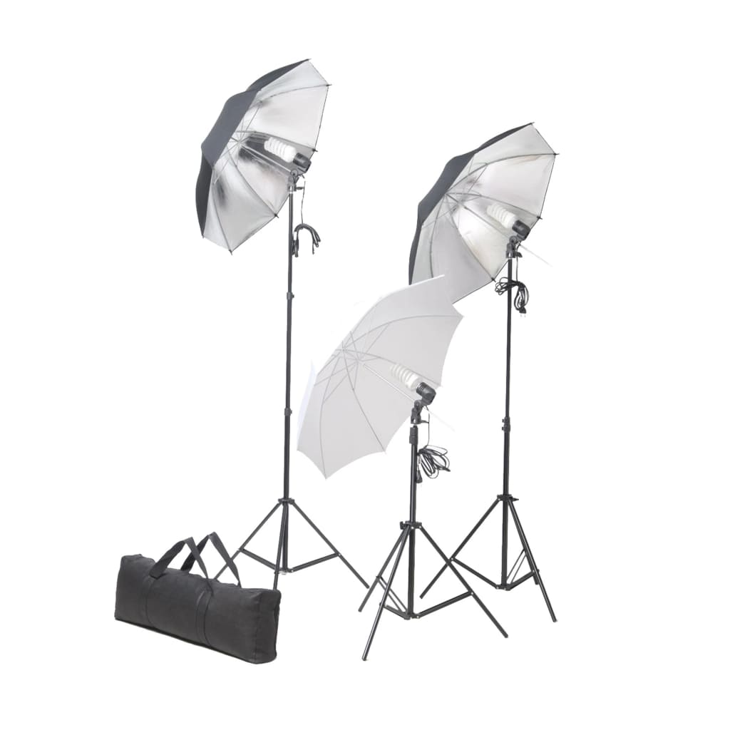 vidaXL Fotostudioset met lampen, paraplu's, achtergrond en reflector afbeelding