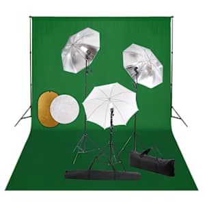 Foto studio set s lampami, deštníky, pozadím a odraznou deskou - obrázek 1